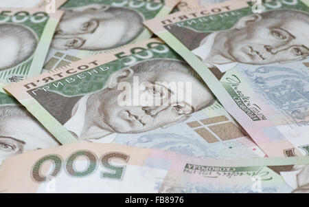 Ukrainische Geld: 500 Hrywnja-Banknoten Stockfoto