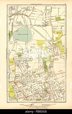 LONDON: Kapelle Ende, Higham Hill, Walthamstow, Black Horse Road, 1928 alte Karte Stockfoto