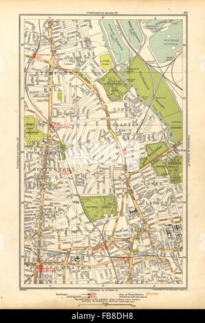 STOKE NEWINGTON: Dalston, Clapton, Stamford Hill, Upper Clapton, 1928 alte Karte Stockfoto