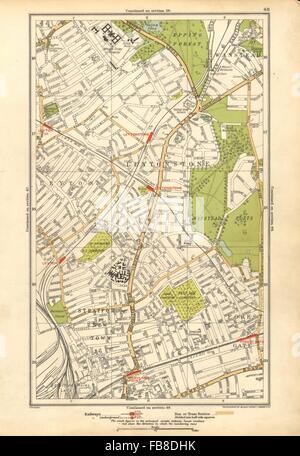 LEYTON LEYTONSTONE: Forest Gate, Stratford, Wanstead, Woodgrange Park, 1928 Karte Stockfoto