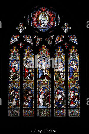 East Window of 1869 by Lavers, Berraud and Westlake, St Peter's Church, Deene, Northamptonshire Stockfoto