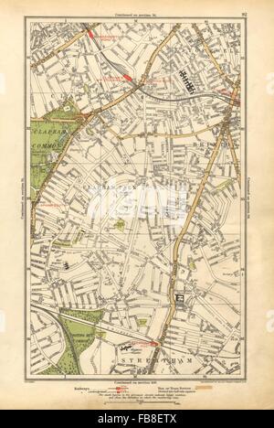 LONDON: Brixton, Clapham, Clapham Park, Stockwell, Wandsworth Road, 1928 Karte Stockfoto