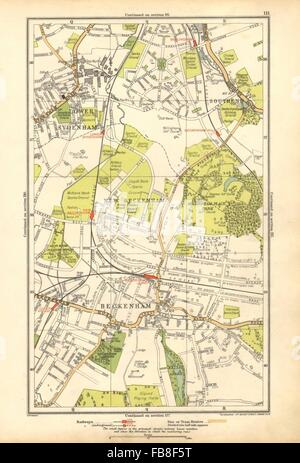 BECKENHAM: Bellingham, untere Sydenham, Southend, Clock House, 1928 Vintage Karte Stockfoto
