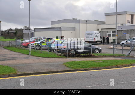 Kemnay, Aberdeenshire, Schottland, Großbritannien. 11. Januar 2016. UK-Wetter. Bierstube Wells School Überschwemmungen Credit: Kemnay fotografischen/Alamy Live-Nachrichten Stockfoto