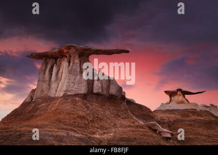 Die Flügel, bizarren Felsformationen in Bisti Badlands, New Mexico, USA Stockfoto