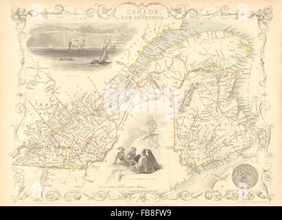 'Ost Kanada & NEW BRUNSWICK': Quebec. Blick auf die Stadt Québec. TALLIS/RAPKIN, 1851-Karte Stockfoto