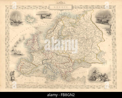 Europa: Kaisertum Österreich Preußen Polen. Sklaven Markt Pic. TALLIS/RAPKIN, 1851-Karte Stockfoto