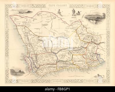 Kap-Kolonie: Kapstadt & Grahamstown Ansichten. South Africa.TALLIS/RAPKIN, 1851-Karte Stockfoto