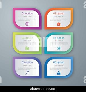 Sechs Schritt Infografiken Mockup Vorlage Stock Vektor