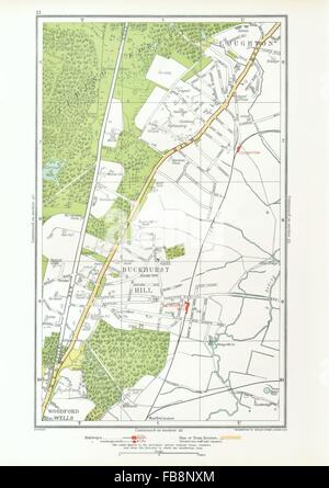 ESSEX. Buckhurst Hill, Loughton, Woodford Wells, Roding Valley, alte Karte 1933 Stockfoto