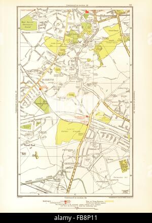 LONDON. Greenford Green, Egge, Egge auf den Hügel, Roxeth, Sudbury Hill, 1933 Karte Stockfoto