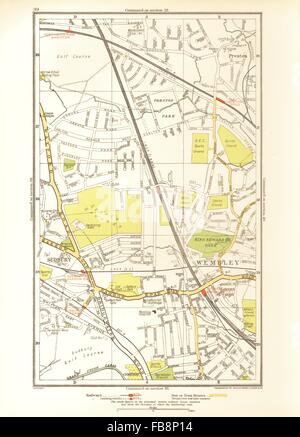 NORTH WEMBLEY. Preston Road, Sudbury, Northwick Park, Kenton, 1933 Vintage Karte Stockfoto