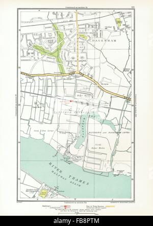 LONDON. Dagenham, unterstützt, Thamesmead, Dagenham Dock, 1933 Vintage Karte Stockfoto