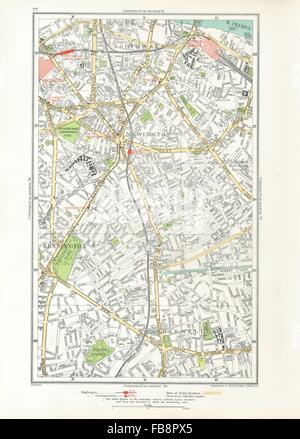 SOUTHWARK. Camberwell, Bermondsey, Lambeth, Kennington, Newington, 1933 Karte Stockfoto