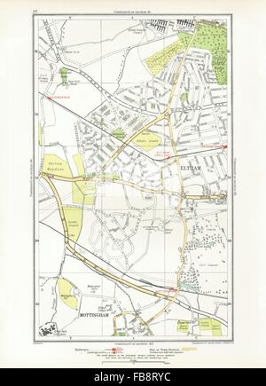 ELTHAM. Mottingham, Kidbrooke, tireur-Hügel, Eltham Park, Horn Park, 1933 Karte Stockfoto