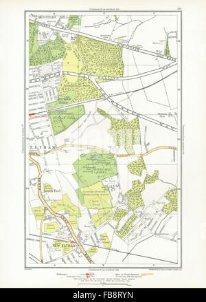 LONDON. Neue Eltham, tireur Hill, South End, Eltham Park, Papst Street, 1933 Karte Stockfoto