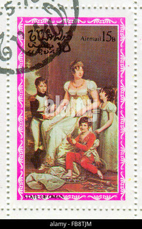 Zustand der OMAN - ca. 1976: Eine Briefmarke gedruckt in State Of Oman zeigt Bild des Joséphine de Beauharnais (geb. Tascher De La Page Stockfoto