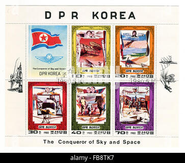 Nordkorea - CIRCA 1980: Eine Briefmarke gedruckt in Nordkorea zeigt Bild der Eroberer von Sky und Raum, ca. 1980. Stockfoto