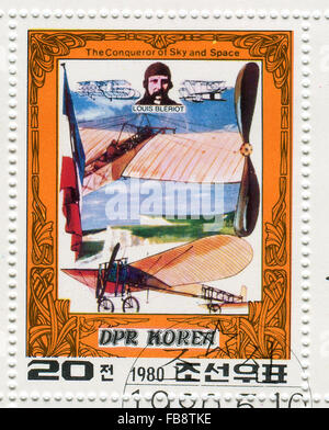 Nordkorea - CIRCA 1980: Eine Briefmarke gedruckt in Nordkorea zeigt Bild der Eroberer von Sky und Raum, ca. 1980. Stockfoto