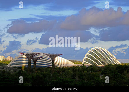 Panoramablick über die Gärten an der Marina Bay. Singapur. Stockfoto