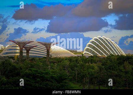 Panoramablick über die Gärten an der Marina Bay. Singapur. Stockfoto