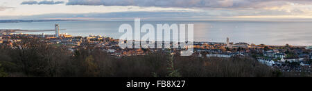 Ein Blick auf Swansea Zentrum und der Bay Area von Townhill Bereich Stockfoto