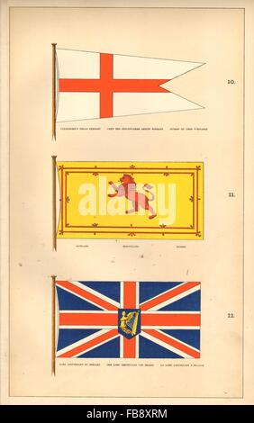 BRITISCHEN FLAGGEN. Cdre breite Wimpel Schottland Royal Standard Herrn Lt Irland, 1873 Stockfoto