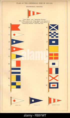 MARITIME FLAGS. Flaggen des Handelsgesetzbuchs von Signalen. HOUNSELL, print 1873 Stockfoto