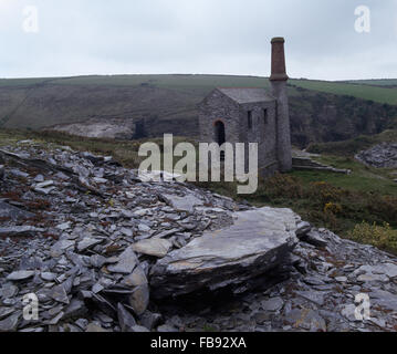 Blick auf einen verlassenen Schieferbergwerk in Wales Stockfoto