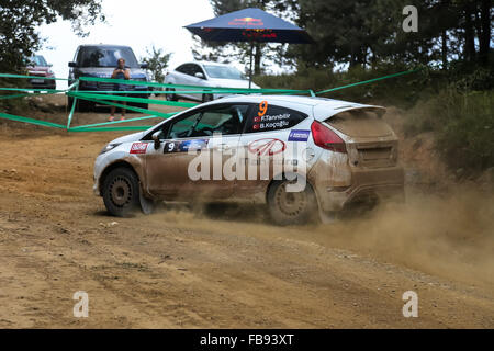 Ferhat Tanribilir mit Ford Fiesta R2 in Kocaeli Rallye 2015 Stockfoto