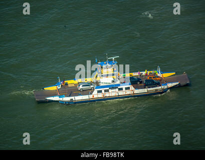 Luftaufnahme, Rhein, Rhein Fähren Fähre Walsum, Duisburg, Ruhr, Nord Rhein Westfalen, Deutschland, Europa, Luftbild, Stockfoto