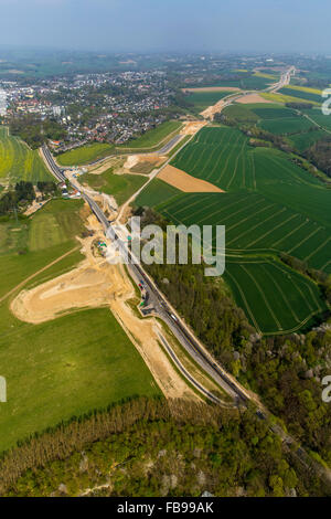 Luftbild, Ausbau A44 im Bereich Heiligenhaus, Autobahn, Straße, Heiligenhaus, Ruhrgebiet, Nordrhein-Westfalen, Deutschland Stockfoto