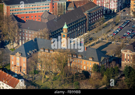 Luftaufnahme, Rathaus Herne im zeitigen Frühjahr, Herne, Ruhrgebiet, Nordrhein-Westfalen, Deutschland, Europa, Luftaufnahme, Stockfoto