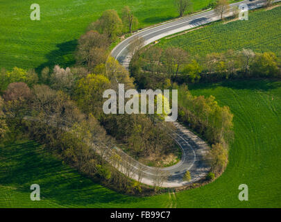 Antenne, s-Kurven Kuhlendahler Straße, Haarnadelkurven, Velbert, Ruhr, Velbert-Neviges, Nord Rhein Westfalen, Deutschland, Europa, Stockfoto