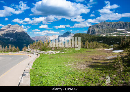 Going to Sun Road im Glacier National Park Stockfoto