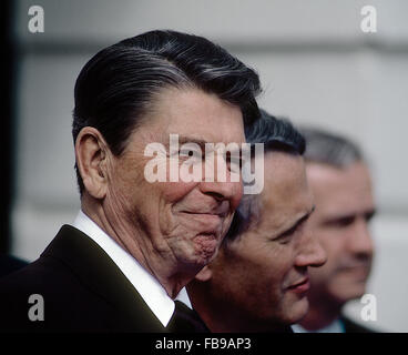 Washington DC, USA 5. März 1985 Präsident Ronald Reagan Porträt. Bildnachweis: Mark Reinstein Stockfoto