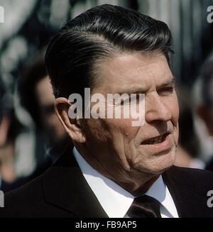 Washington DC, USA, März 1985 Präsident Ronald Reagan Porträt. Bildnachweis: Mark Reinstein Stockfoto