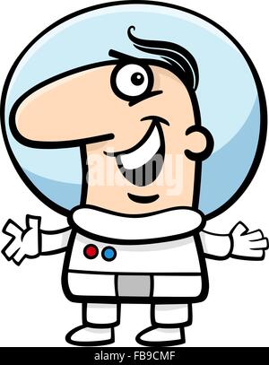 Cartoon-Illustration der lustige Astronaut im Raumanzug Stock Vektor