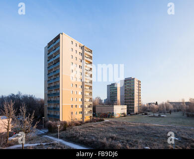 Wohnung Plattenbauten, Frankfurt (Oder), Deutschland, im Winter Stockfoto