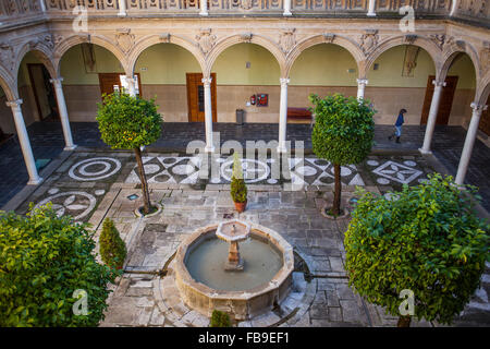 Innenhof des Palacio de Jabalquinto (16. Jahrhundert), Baeza. Provinz Jaén, Andalusien, Spanien Stockfoto