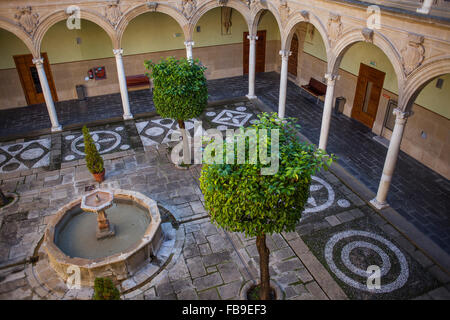 Innenhof des Palacio de Jabalquinto (16. Jahrhundert), Baeza. Provinz Jaén, Andalusien, Spanien Stockfoto