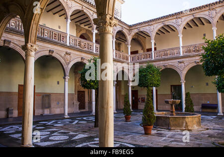 Innenhof des Palacio de Jabalquinto (16. Jahrhundert), Baeza. Provinz Jaén, Andalusien, Spanien Stockfoto