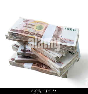 Thailändische Banknoten gestapelt Stockfoto