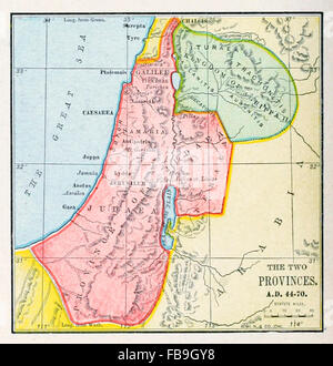 Karte der beiden Provinzen Palästina 44-70 n. Chr. Stockfoto