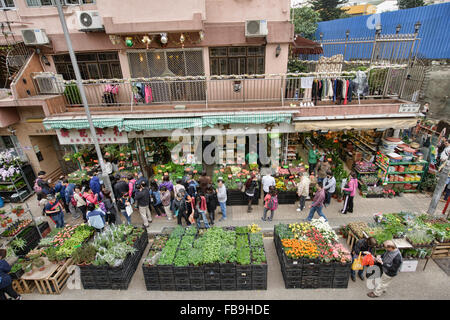 Szenen aus der belebten Blumenmarkt in Mongkok, Hong Kong Stockfoto