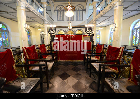 Die schöne Musmeah Yeshua Synagoge im Zentrum von Yangon. Stockfoto