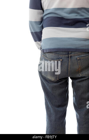 Teil die Sicht nach hinten von einem reifen Mann in Jeans und Shirt. Stockfoto