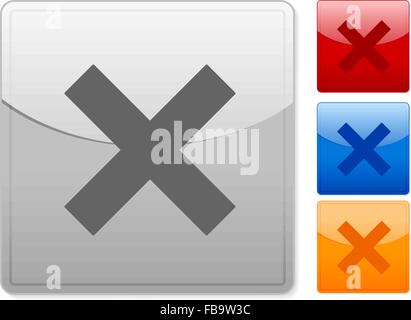 Quadratische Web Farbtasten stornieren auf weißem Hintergrund. Vektor-Illustration. Stock Vektor