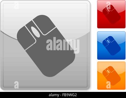 Farbe quadratische Web-Tasten Maus auf einem weißen Hintergrund. Vektor-Illustration. Stock Vektor