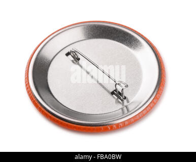 Rückseite der Taste Pin Abzeichen isoliert auf weiss Stockfoto